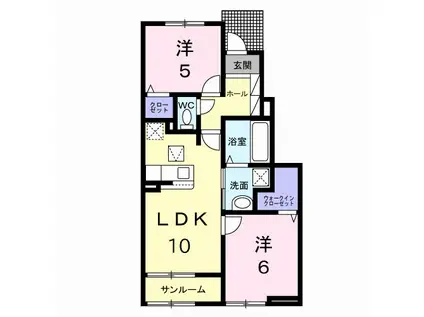 ルミナーラ西中央(2LDK/1階)の間取り写真