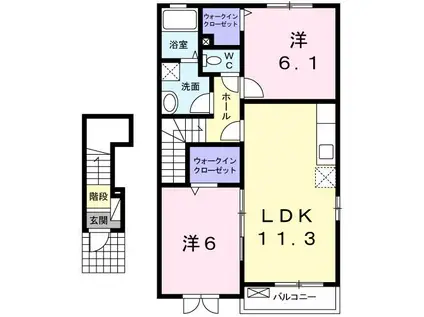 サルヴァトーレII B(2LDK/2階)の間取り写真