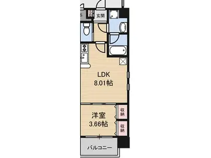 プレジオ新大阪(1LDK/2階)の間取り写真
