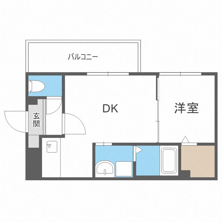 プレジール医大前(1DK/2階)の間取り写真
