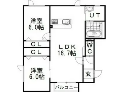 BELLE N・M(2LDK/2階)の間取り写真