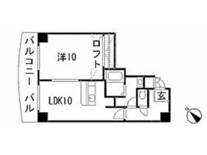 鉄砲町原田ビル(1LDK/10階)の間取り写真