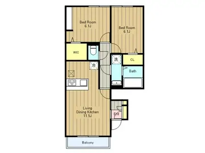 CAMELOT(2LDK/1階)の間取り写真