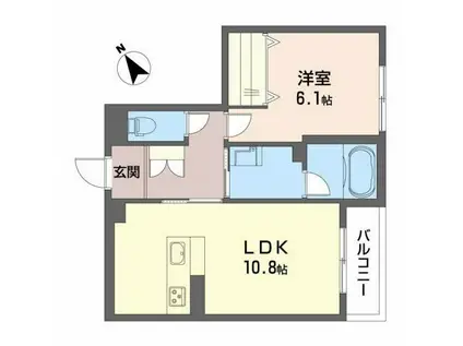 ダイヤモンド シャーメゾン(1LDK/2階)の間取り写真