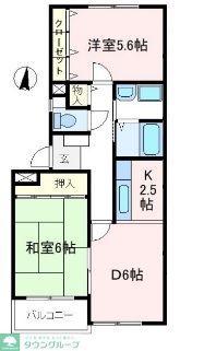 ビラ根岸(2DK/1階)の間取り写真