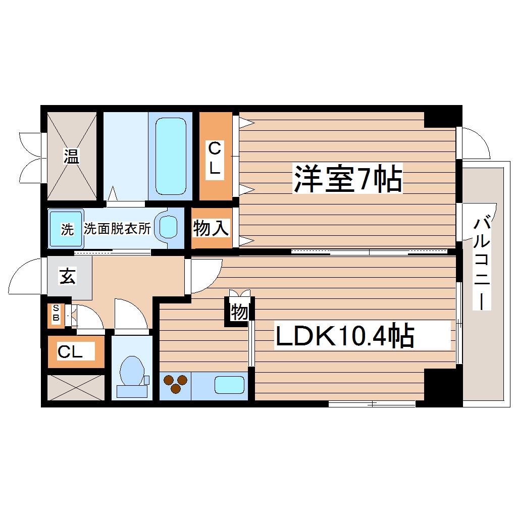 USビル(1LDK/8階)の間取り写真