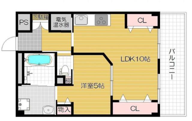サンリスタ守口(1LDK/5階)の間取り写真