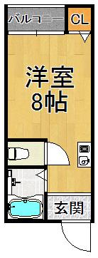 神垣ハイツ(ワンルーム/1階)の間取り写真