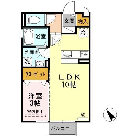 グランヴィル B棟(1LDK/1階)の間取り写真