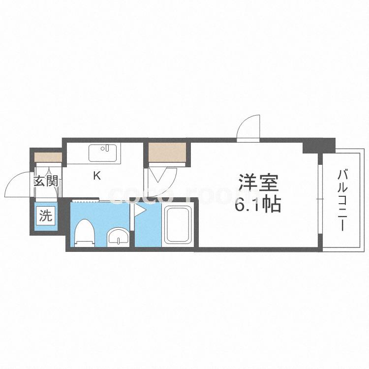 エスリード福島ウエスト(1K/13階)の間取り写真