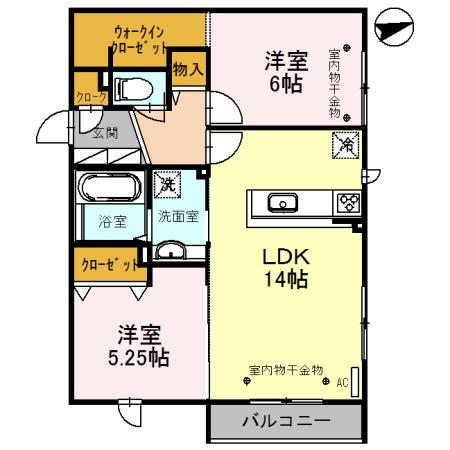 LE CALME(2LDK/3階)の間取り写真