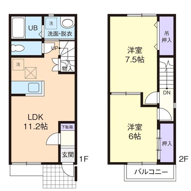 COLLINA(2LDK/1階)の間取り写真