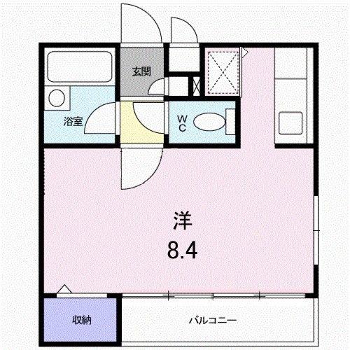 ビ・サイドⅡ(ワンルーム/1階)の間取り写真