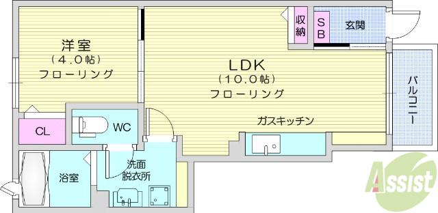 グラシアスK(1LDK/1階)の間取り写真