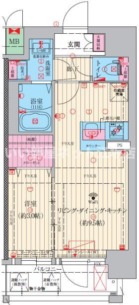 ファーストフィオーレ三国II(1LDK/8階)の間取り写真