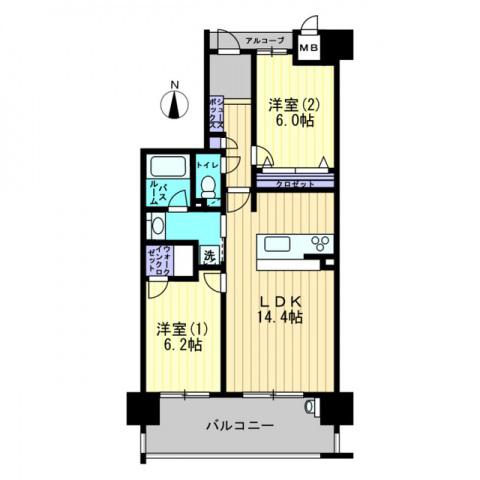 アルファステイツ道後(2LDK/4階)の間取り写真