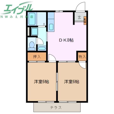 エトランゼ(2DK/2階)の間取り写真