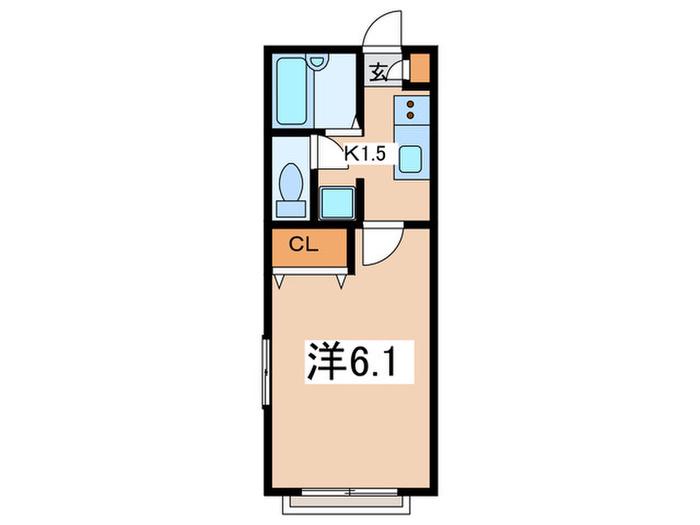 ヴィラージュ中町 ウエスト(1K/2階)の間取り写真