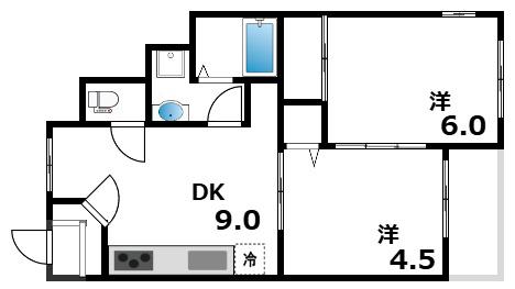 芦屋第一コーポラス(2DK/3階)の間取り写真