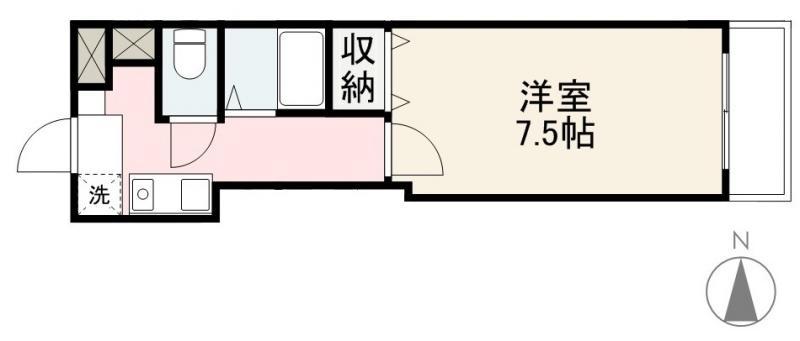 ロイヤルホワイト(1K/1階)の間取り写真