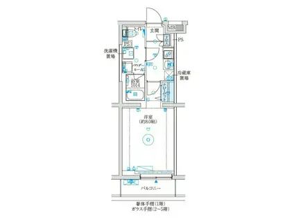 ジェノヴィア 二子新地(1K/4階)の間取り写真
