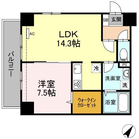 QUARANTE-DEUX KITASENDAI(1LDK/4階)の間取り写真