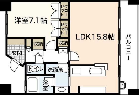 パークコート平和公園(1LDK/3階)の間取り写真