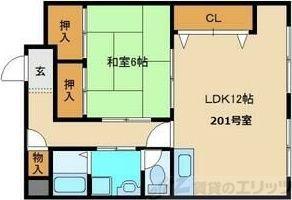 プレアール吹田サウス(2DK/3階)の間取り写真