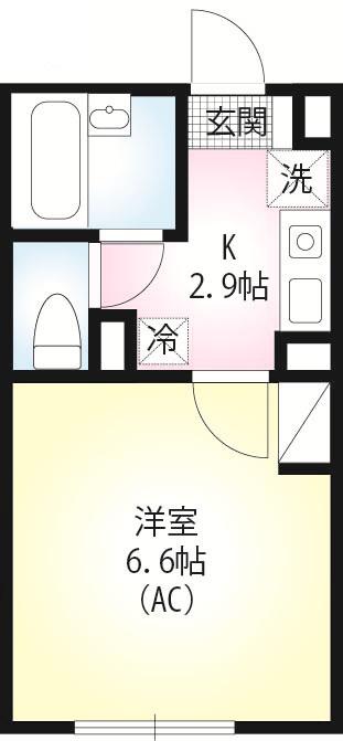 ヴェラハイツ川崎(1K/3階)の間取り写真
