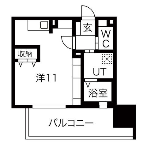 ルシェット白川公園(ワンルーム/7階)の間取り写真