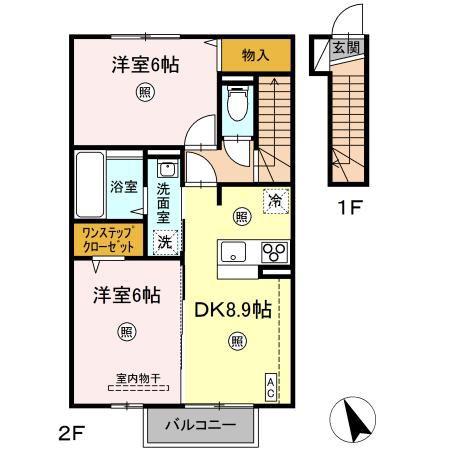 アベリア358(2DK/2階)の間取り写真