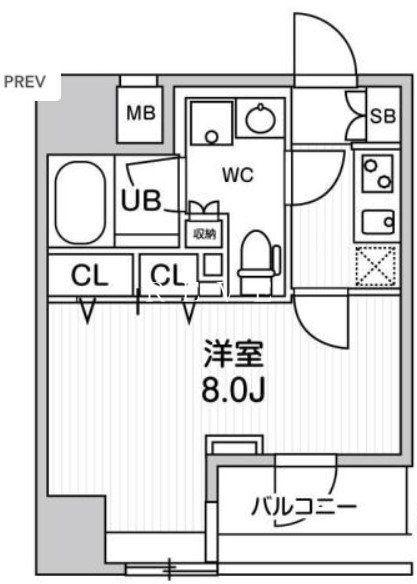 GENOVIA浅草橋II SKYGARDEN(1K/6階)の間取り写真