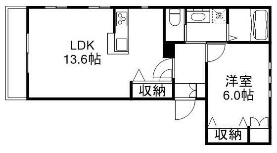 スリジェ W(1LDK/2階)の間取り写真