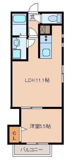 リテラ箱崎南I(1LDK/3階)の間取り写真