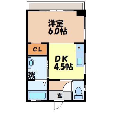 尾崎ビル(1DK/3階)の間取り写真