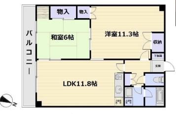 アヴァンセつつじヶ丘(2LDK/4階)の間取り写真