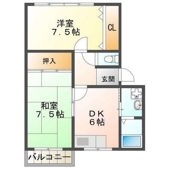 CASA DE BIENESTAR(2DK/4階)の間取り写真