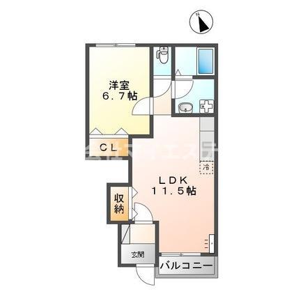 ボンヌールパンションI(1LDK/1階)の間取り写真
