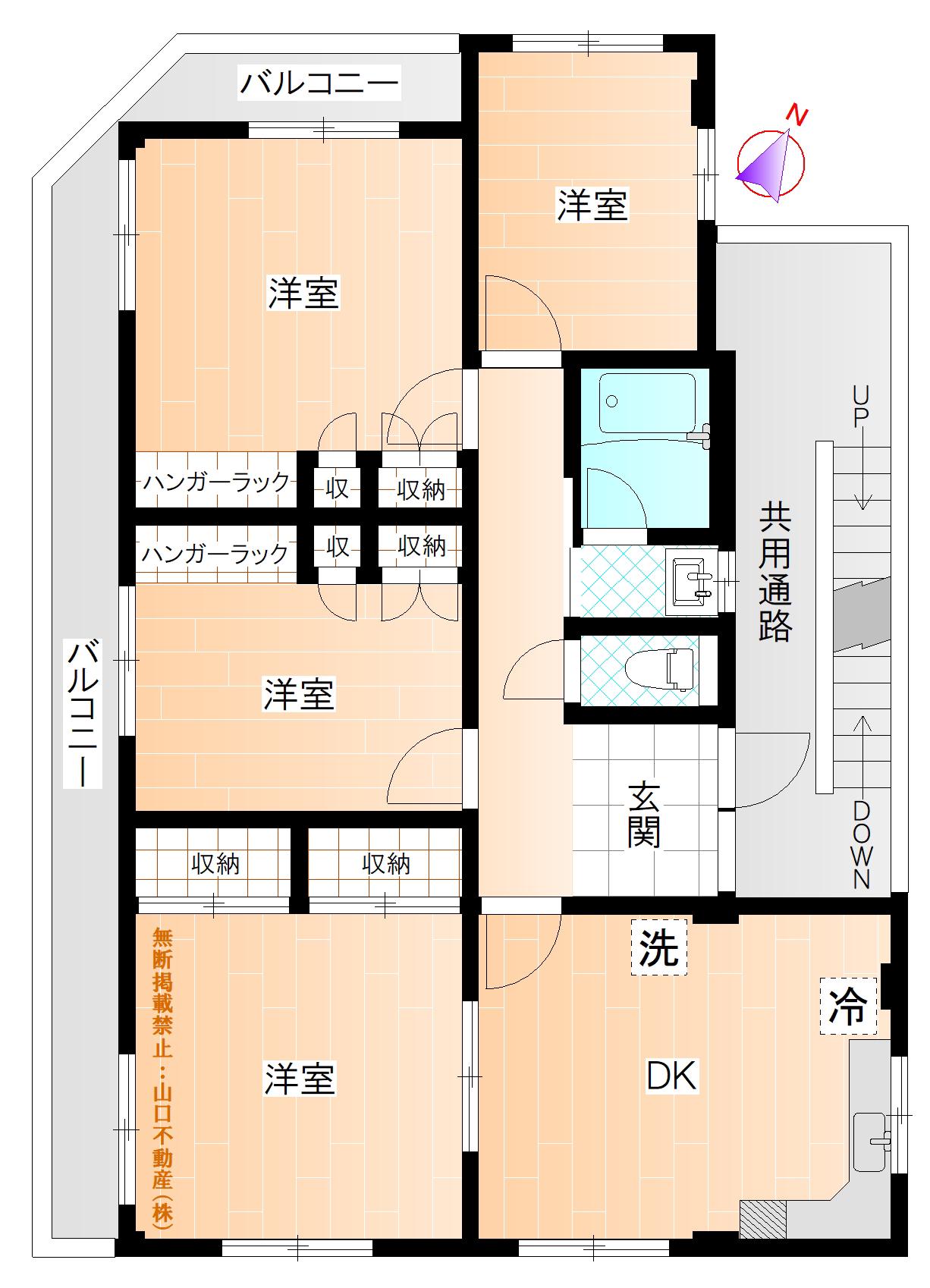 池野ビル(4DK/3階)の間取り写真