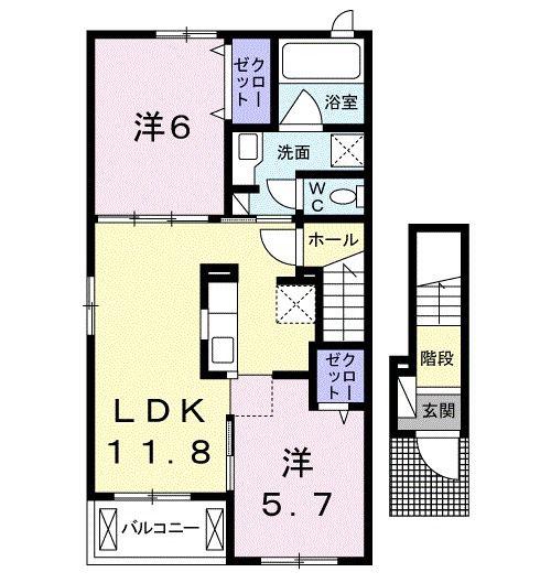 ポモドーロC(2LDK/2階)の間取り写真