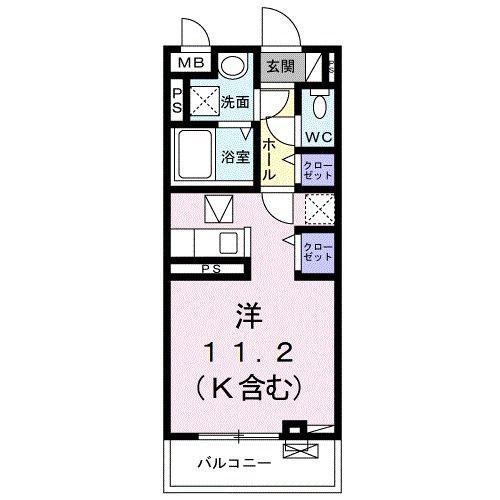 ヴィクトワール(ワンルーム/1階)の間取り写真