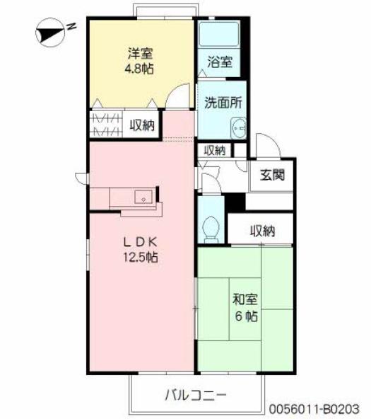 サンバス南原(2LDK/2階)の間取り写真