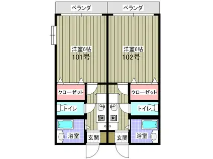 伊藤ハイツ(1K/2階)の間取り写真