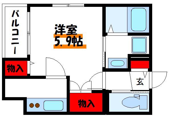 KANAIE(1K/1階)の間取り写真