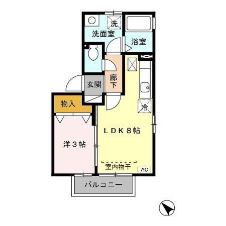 シュテルン上福岡II(1LDK/1階)の間取り写真
