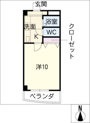グランドゥール柳森(1K/5階)の間取り写真