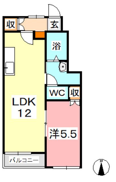 アルファ上東(1LDK/1階)の間取り写真
