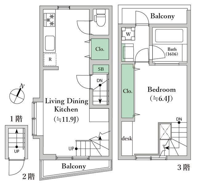 渋谷本町テラスハウス(1LDK/1階)の間取り写真