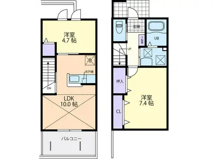 CRYSTAL MAISON・K A(2LDK/1階)の間取り写真