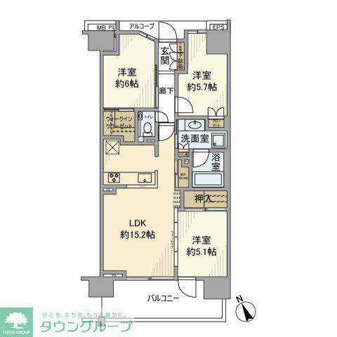 プラウドシティ方南町(3LDK/5階)の間取り写真